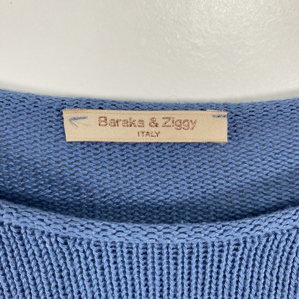Baraka & Ziggy Sweater Womens Large Blue Short Sleeve Knit Pullover Italy Cotton - Picture 3 of 9